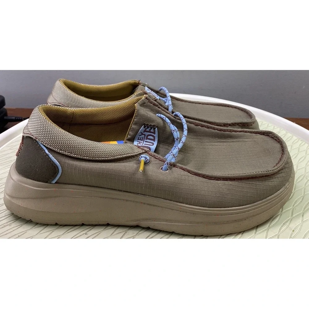 Hey Dude Mens Wally Comfy Hype Casual Shoes‎ Comfort Loafers Walnut Color 8